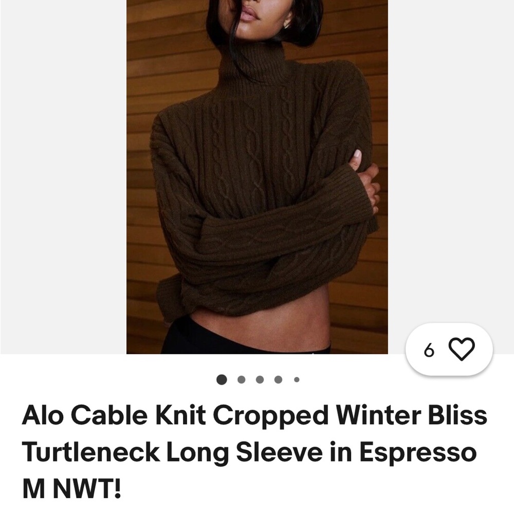 ALO Yoga Brown Cable Knit Turtleneck Sweater